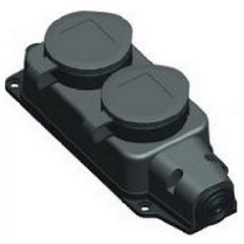 Розетка LEZARD 106-0400-0110  наружной установки  двойная с заглушкой каучуковая