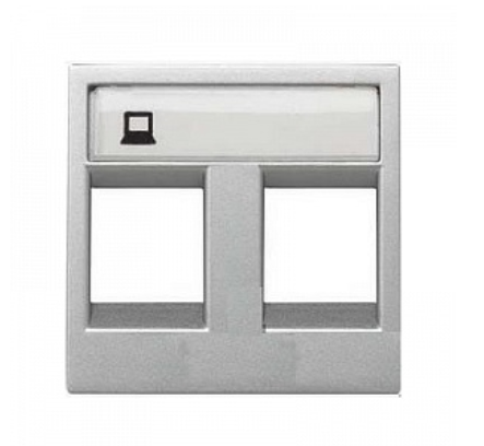 ABB  Zenit  Серебристый Накладка для 2-х суппортов/разъёмов типа 2017... и/или 2018..., 2-модуля N2218.2 PL/2CLA221820N1301/